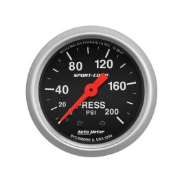 Auto Meter Gauge Air Press 2 1/16" 150PSI Mechanical Sport-Comp; Black Di…
