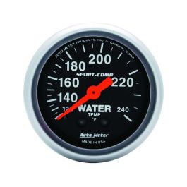 Auto Meter 2-1/16" Water Temperature, 120-240 °F, Mechanical, Sport-Comp